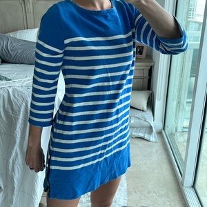 J. Crew size small blue and white striped dress with zipper side details